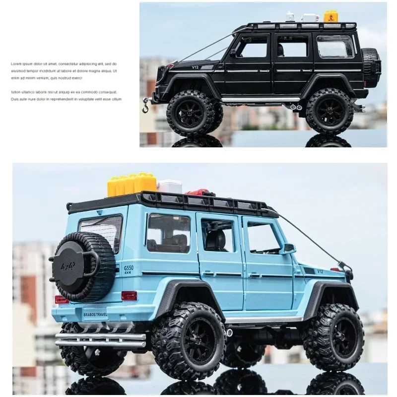 1:24 Mercedes-Benz BRABUS G550 4X4 Zmodyfikowana wersja Diecast Metal Alloy Model samochodu Dźwięk Światło Pull Back Kolekcja Zabawka dla dzieci Prezent