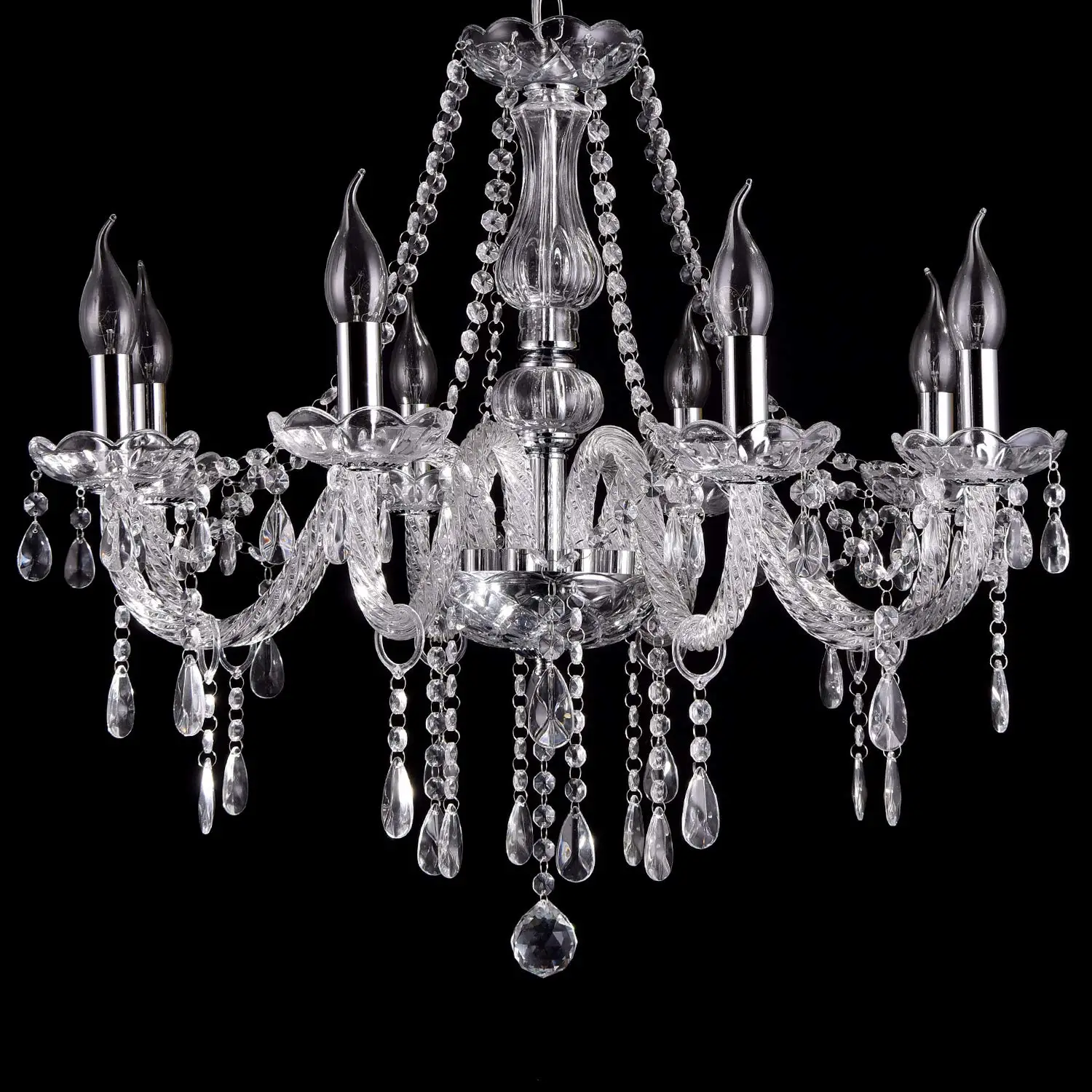 Modern Elegant 8 Lights K9 Crystal Glass Chandelier Pendant Ceiling Lighting for Dining Living Room, 8 E12 Bulbs Required