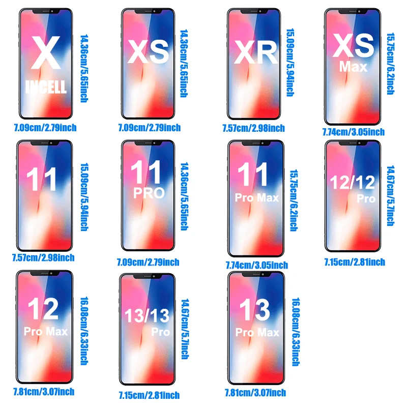 Screen Replacement for iPhone X/XS/XR/XSMAX/11/11PRO/11PROMAX/12/12PRO/12PROAMX/13/13PRO/13PROMAX LCD with Disassembly Tool Kit
