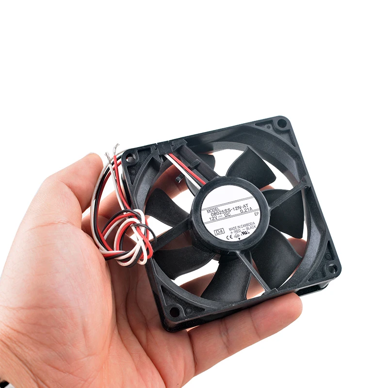 08025SS-12N-AT 8 سنتيمتر 80 مللي متر مروحة 80x80x25 مللي متر DC12V 0.21A 3-pin مروحة التدفق المحوري مروحة التبريد للتبديل إمدادات الطاقة