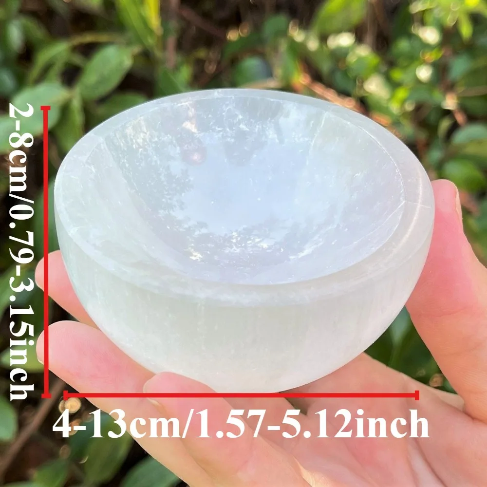 1 cuenco de cristal de limpieza de selenita, almacenamiento de joyas de cristal, desmagnetización de cristal, regalo de decoración del hogar, regalos de cristal, regalo de vacaciones
