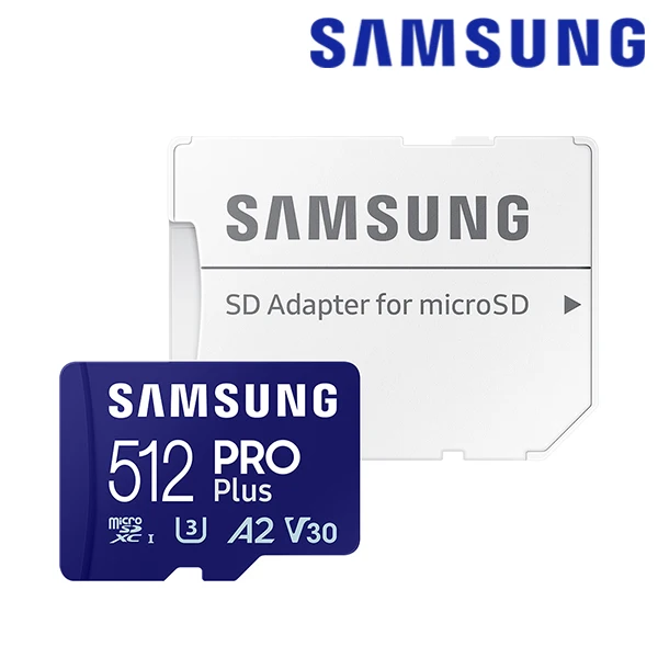 Samsung Electronics officially certified MicroSDXC PRO PLUS 2023 Class10 UHS-I U3 512GB memory card with adapter