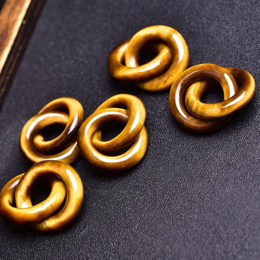 2PCS Natural Golden Tiger Eye Stone Carving Pendant Crystal Carving Children Cute Jewelry Healing Holiday Gift 19MM