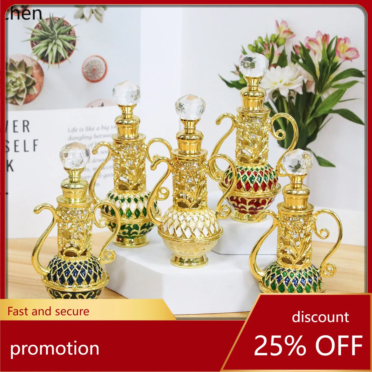 YFY flask enamel electroplated gold glass tube perfume essential oil bottle