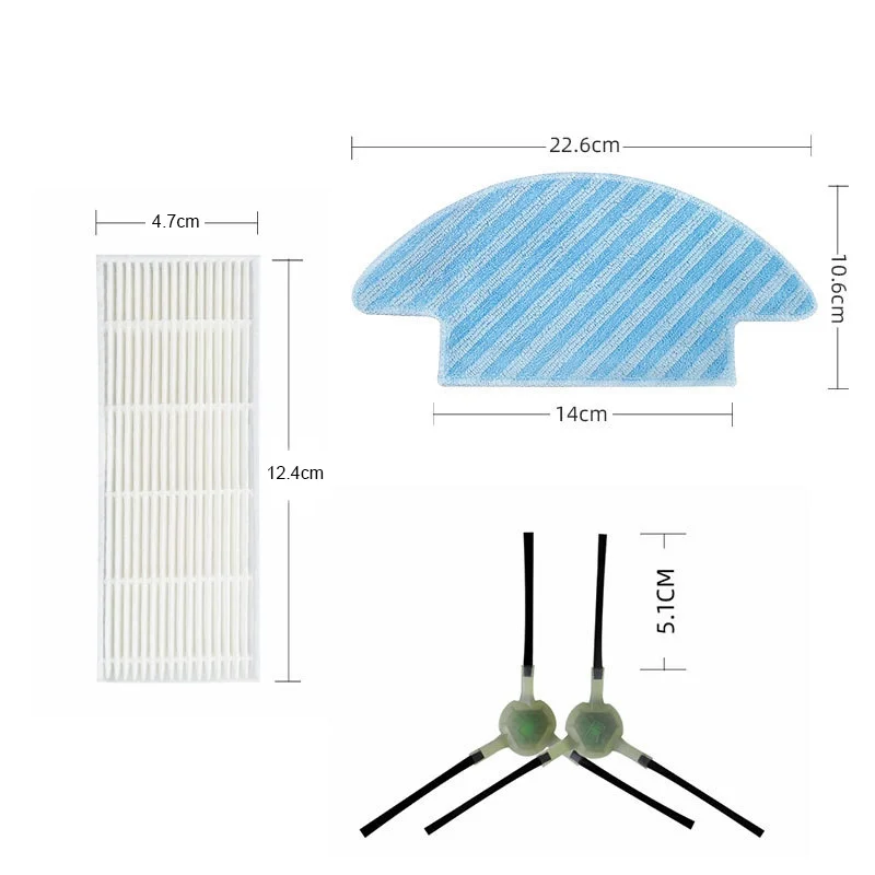 Baao-escova lateral filtro hepa pano mop substituição para lefant m210 m210s m210b m213 robô aspirador de pó peças de reposição