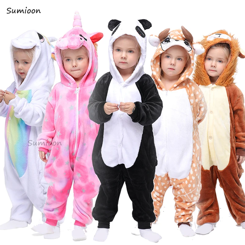 Children Kigurumi Unicorn Pajamas Kids Baby Animal Overalls Jumpsuit Onesie Panda Pajama Sleepwear Girls Cosplay Pyjama Pijamas