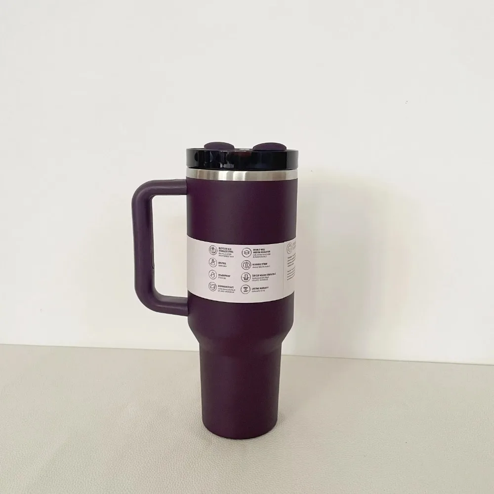 2025 Handle Straw Lid Stainless Steel 30oz/40oz Vacuum Insulated Car Mug Double Wall Thermal Iced Travel Cup