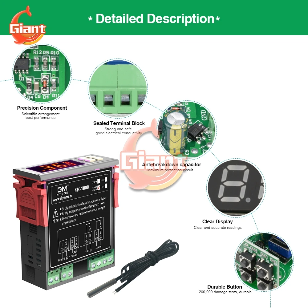 STC-1000 12V 24V 72V 220V LED Digital Thermostat DTC1201 DTC1110 DTC2201 DTC1100 DTC1200 Temperature Controller for Incubator