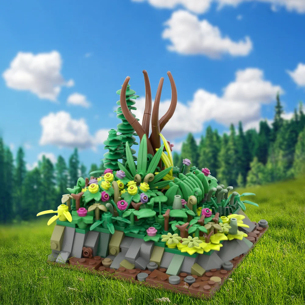 MOC-187695 Landschaft Pflanze Bausteine Busch Blume Baum Pflanzen DIY kreative Spielzeug pädagogische Kinder Geschenk