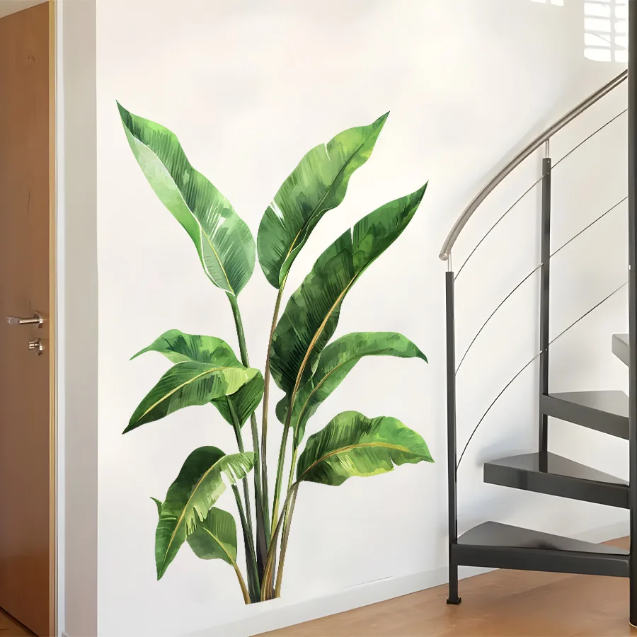 Nordic Realistic Green Plant Wall Sticker 3D Vivid Leaf Decal Easy Peel And Stick For Home Office Bedroom Wall Art Decals