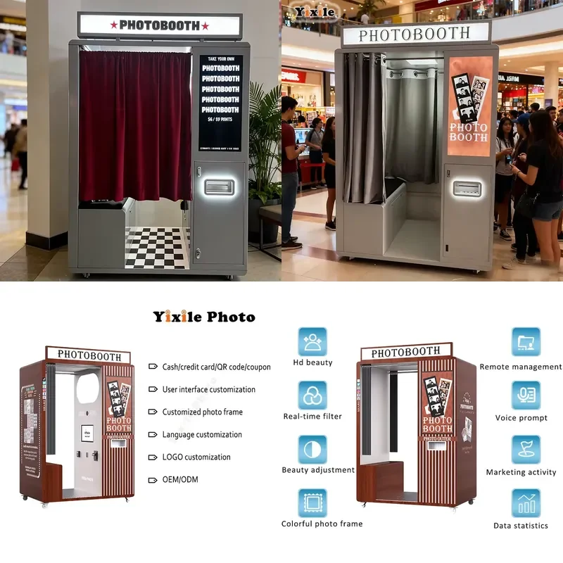 for Ishile Trend Photo Booth Instant Korean Style Commercial Self Service Photo Booth with Camera