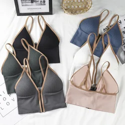 Women Tops Sexy Solid Crop Top Women Tank Tops Sleeveless Slim Camis With Bra Basic Underwear Padded Bra Top
