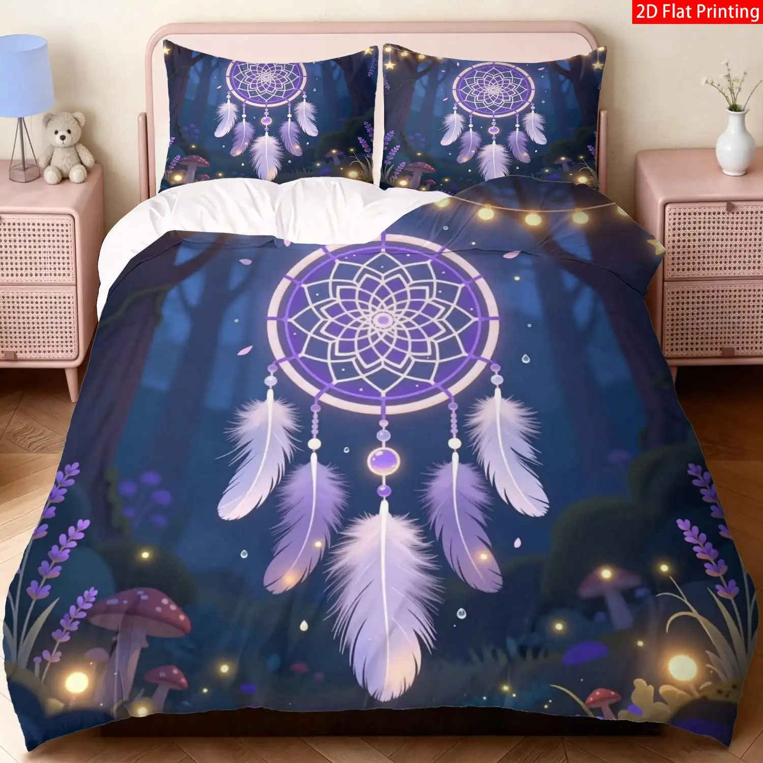 Dreamcatcher Duvet Cover Bohemian Exotic Style Comforter Cover for Boys Girls Mandala Quilt Cover Feathers Bedding Set Twin King