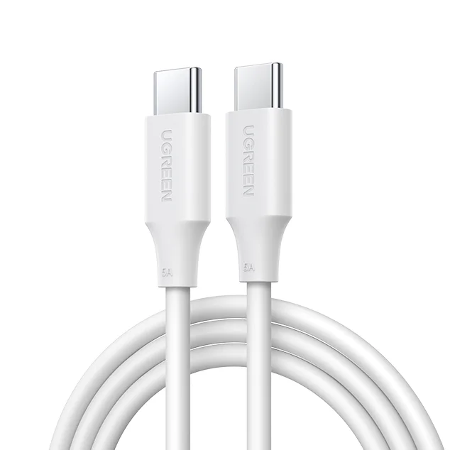 

UGREEN 100 Вт USB C-кабель для MacBook Pro 5A USB-C к USB-C Кабель для быстрой зарядки Белый двойной шнур Type-C Материал ПВХ