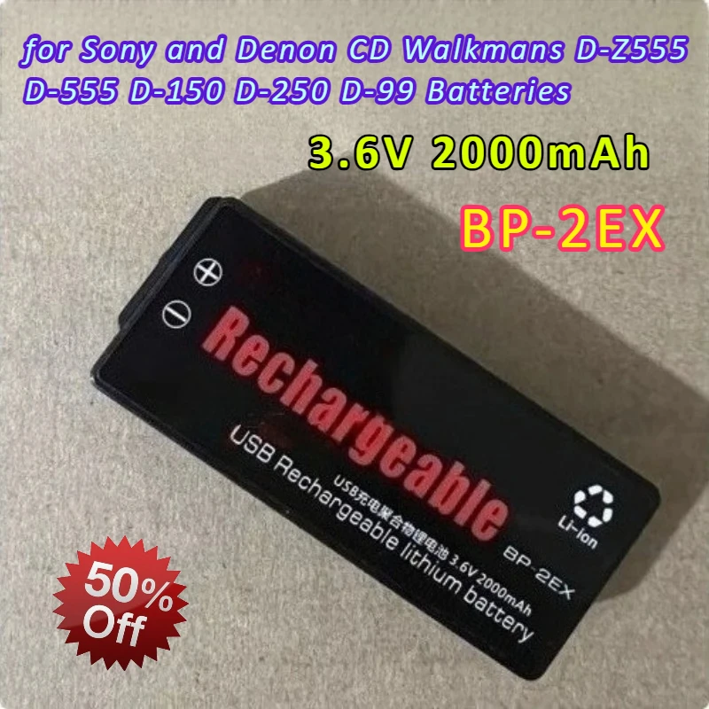 

3.6V 2000mAh Battery BP-2EX for SONY Personal Stereo D150 D250 D-Z555 D-555 D-150 D-250 D-99 D-88/82 D-303 D-515 DCP-150 DCP-100