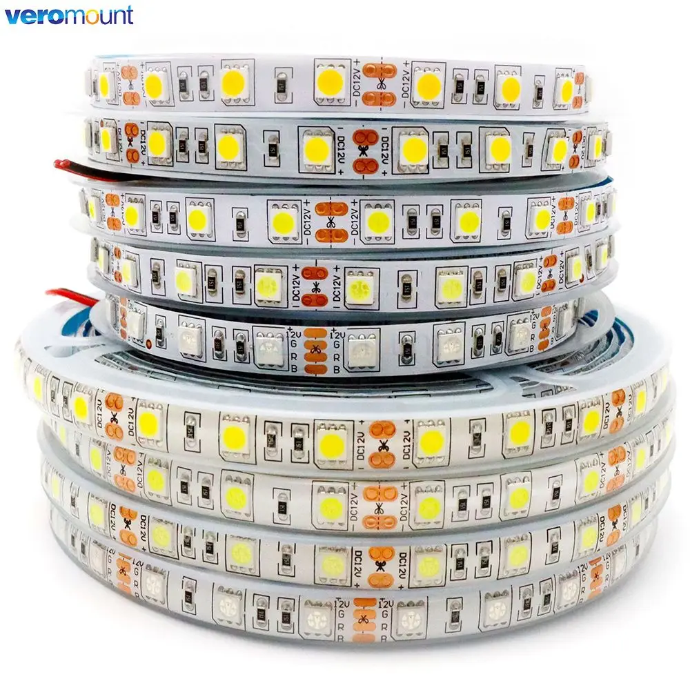 5V 12V 24 V LED Light Strip TV retroilluminazione impermeabile SMD 5050 5M bianco caldo 5 12 24 V Volt RGB LED Strip Light per camera da letto