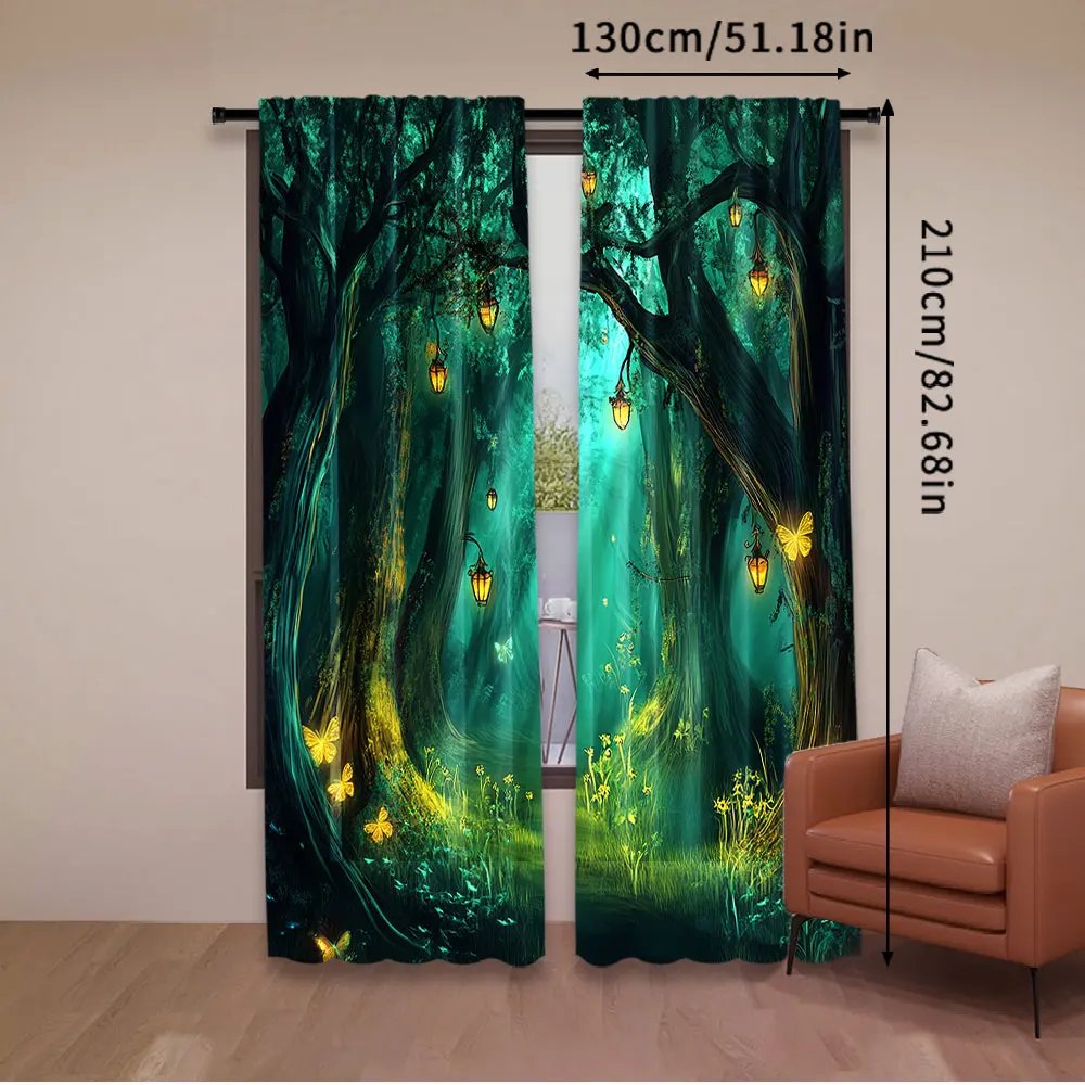 2 قطعة ستائر طبيعة الخيال القوطية الخيال الغابات ماجيك دريم لاند الجنية المشهد مناسبة لغرفة النوم الحمام غرفة المعيشة #5