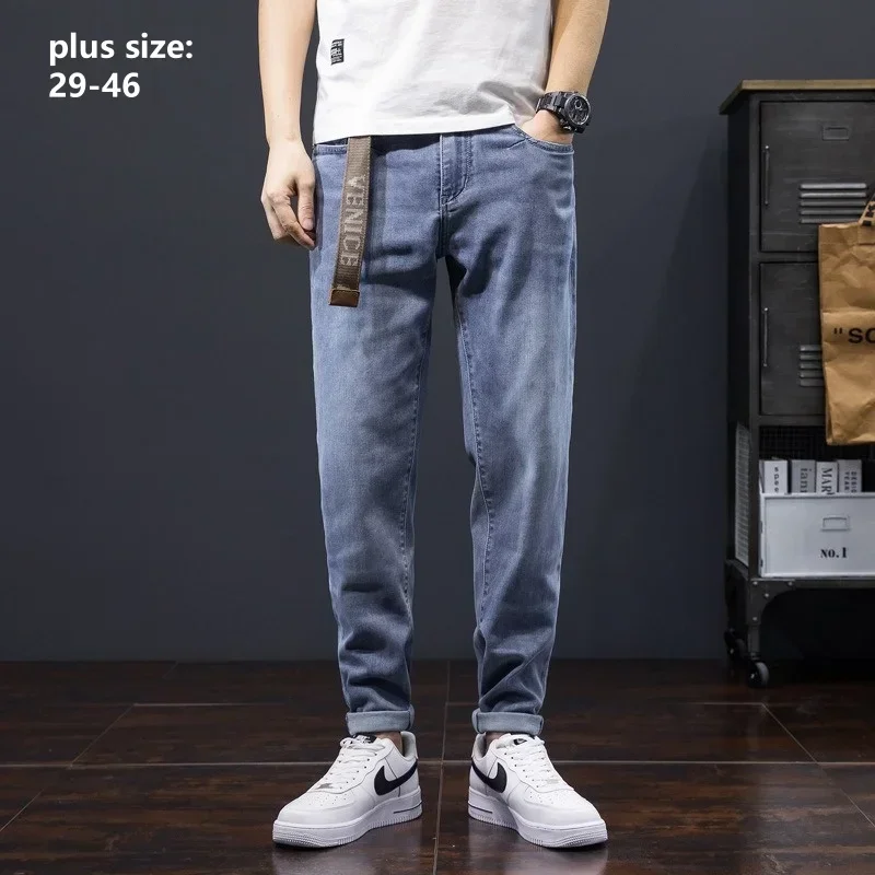 Large Size 42 44 46 Jeans Men's Harem Loose Elastic cowboy Pants Plus Pencil Spring Autumn Casual Male Stretched Denim Trousers