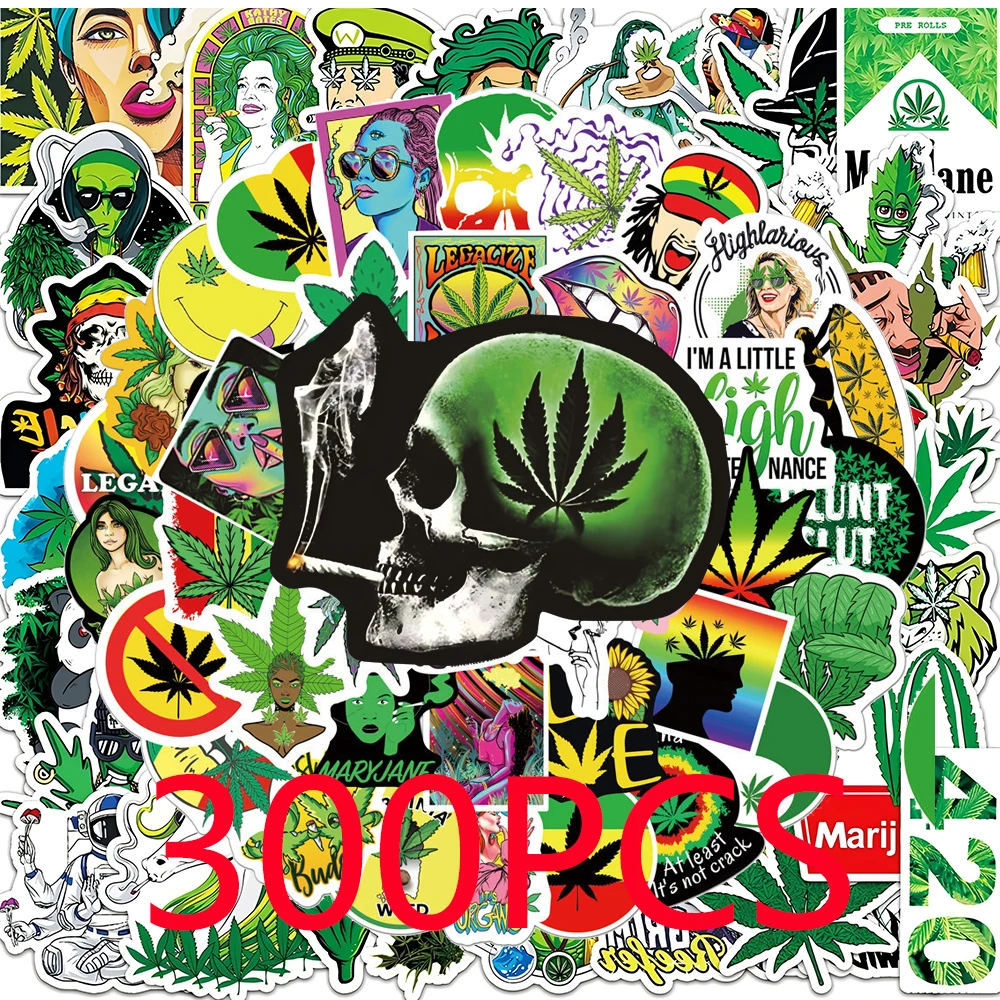 

50/100/200/300pcs Funny Characters Leaves Weed Smoking Stickers Waterproof DIY Phone Laptop Cool Cartoon Graffiti Sticker Toys