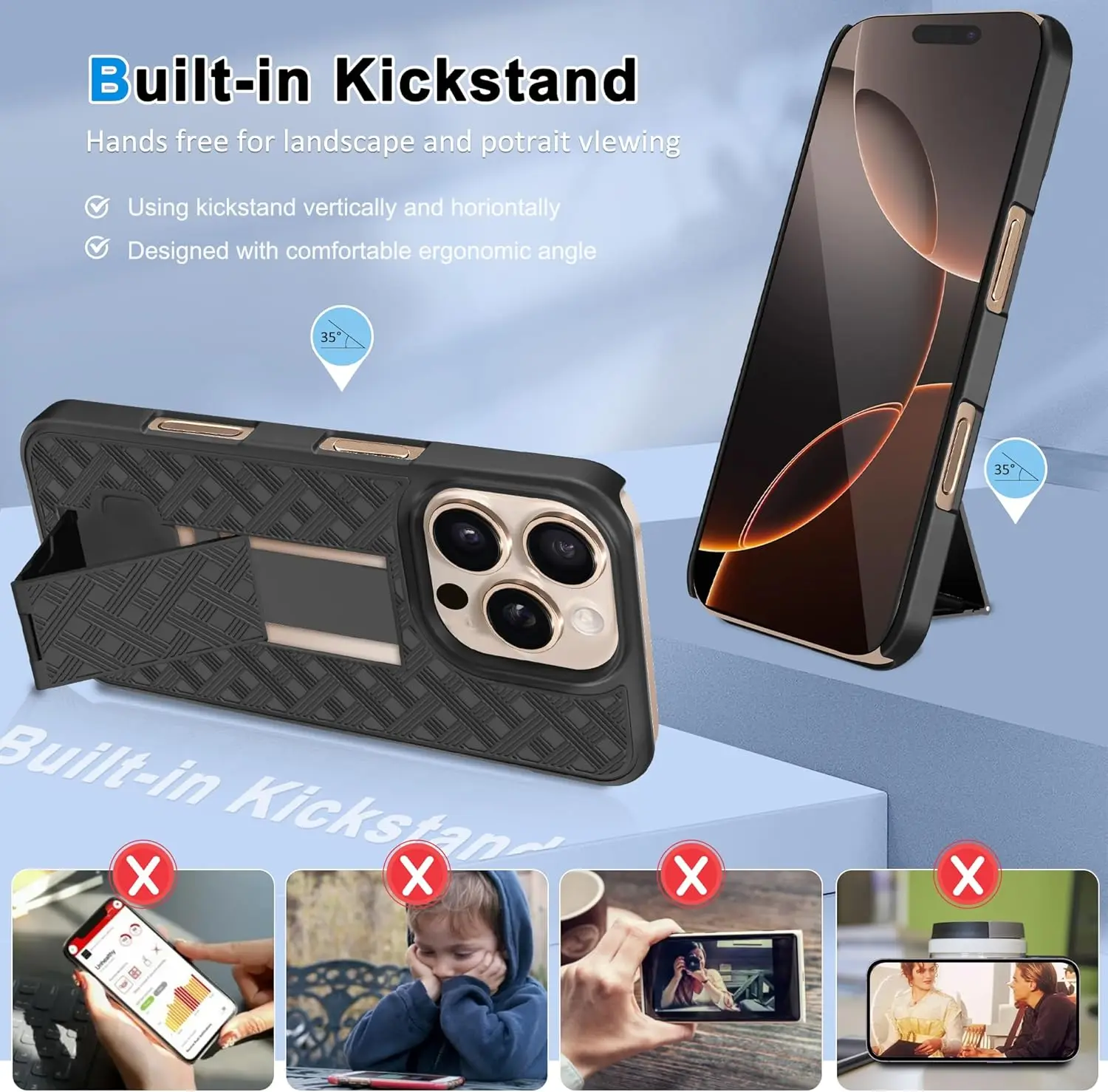 Robuste Combo Stoßfeste Armor-Gürtelclip-Holster-Hülle für iPhone 12 16 Pro Max 15 14 Plus 13 11 Cover mit Ständer und drehbarem Telefonhalter – Detail 11