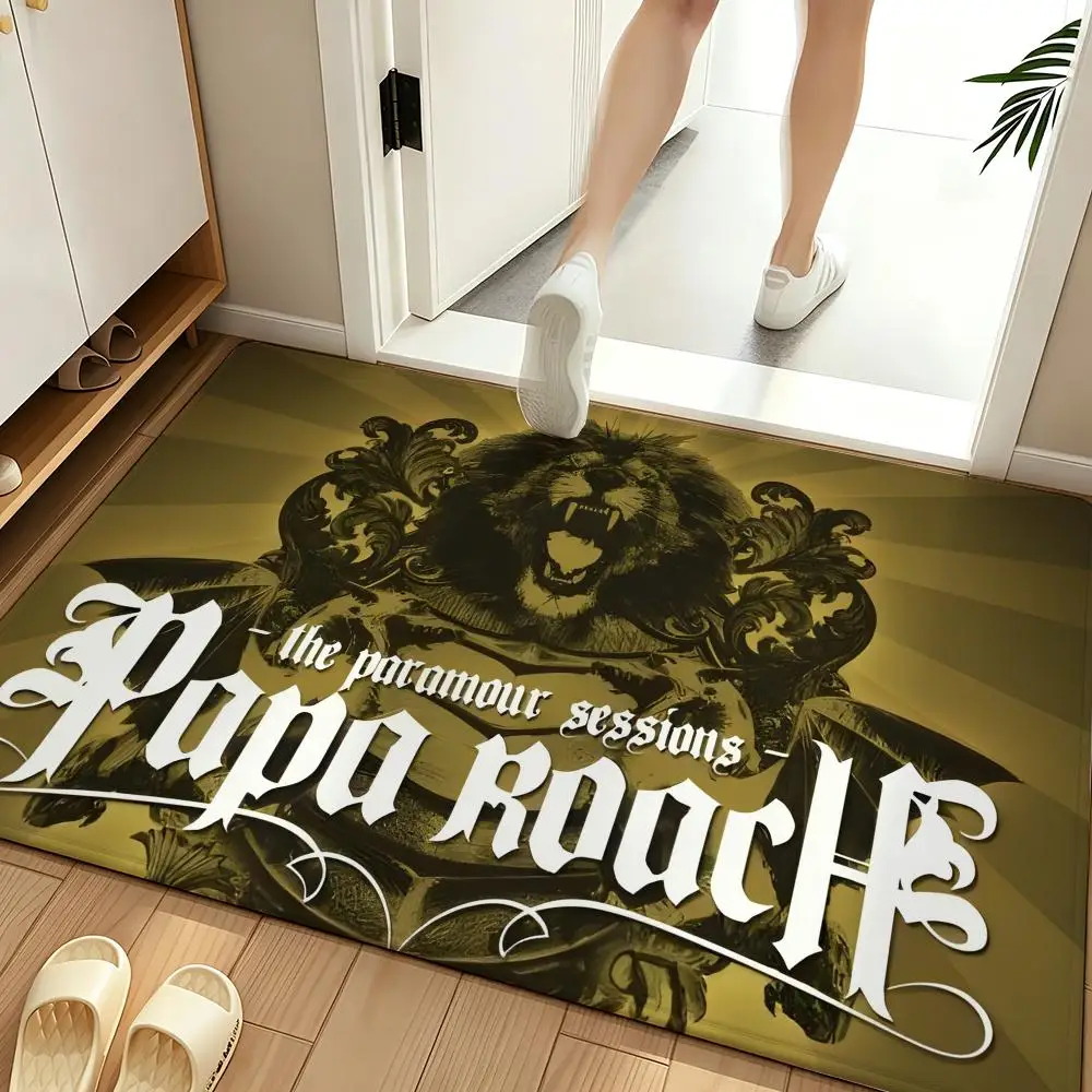 Music P-Papa R-Roach Floor Mat Soft Flannel Entrance Door Mat Non Slip Absorbent Bathroom Bedroom Floor Rug