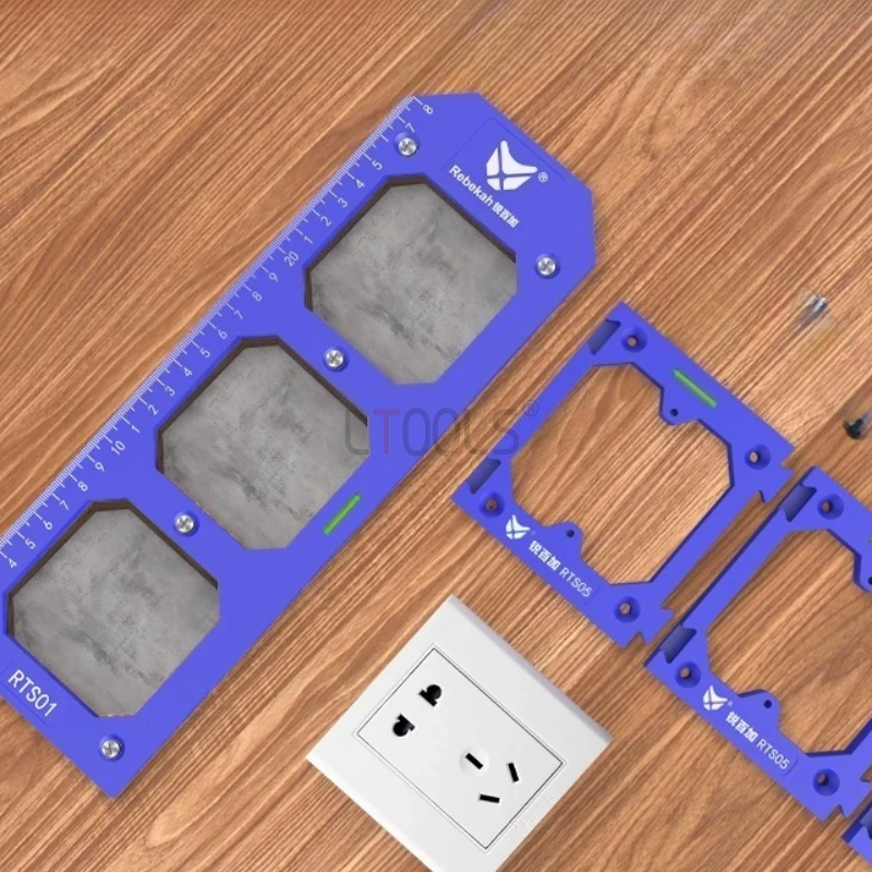 

Switch Socket Opening Template Square Hole Wardrobe Bottom Box Opener Countersunk Slotted Screw Hole Base Plate Woodworking Tool