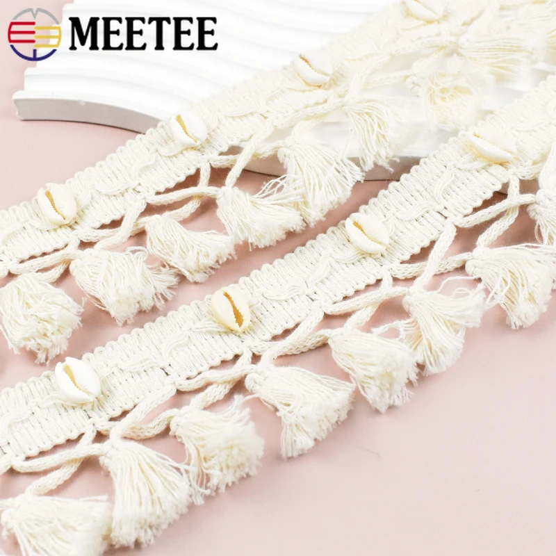 

1/2/4Meters Meetee 6cm Pom Ball Beaded Tassel Lace Fringe Ribbon Knitted Fabric Cotton Trimmings DIY Sewing Decoration Accessory