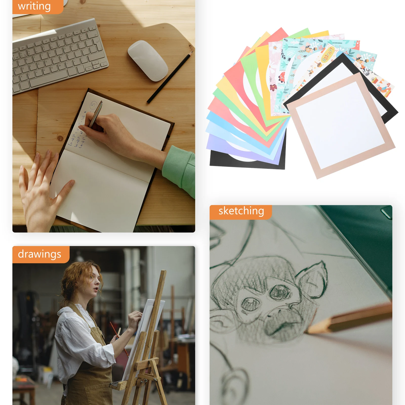 32 Sheets Colorful Picture Frame Paper Colored Stock Drawing Round Card Cardstock Child