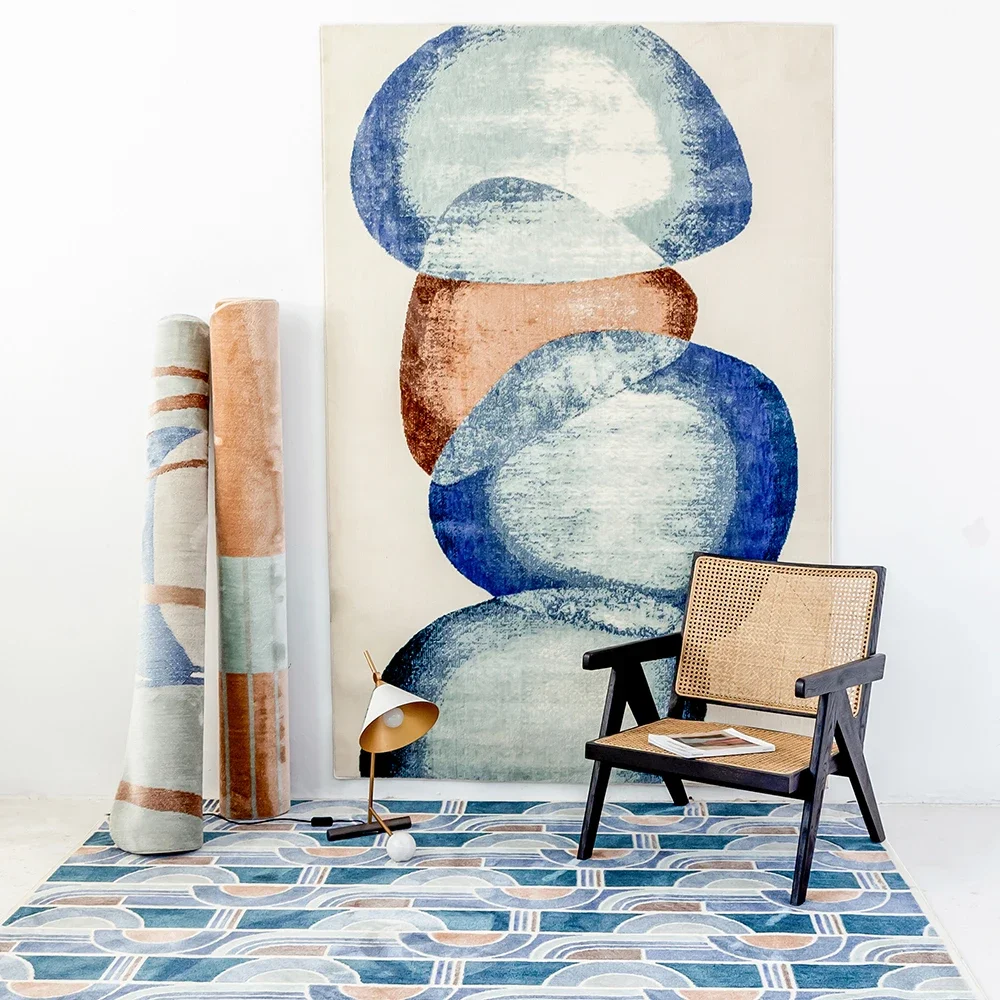 

Modern Style Carpets for Living Room Nordic Bedroom Decor Geometry Carpet Fluffy Soft Children's Floor Mat Home Plush Lounge Rug