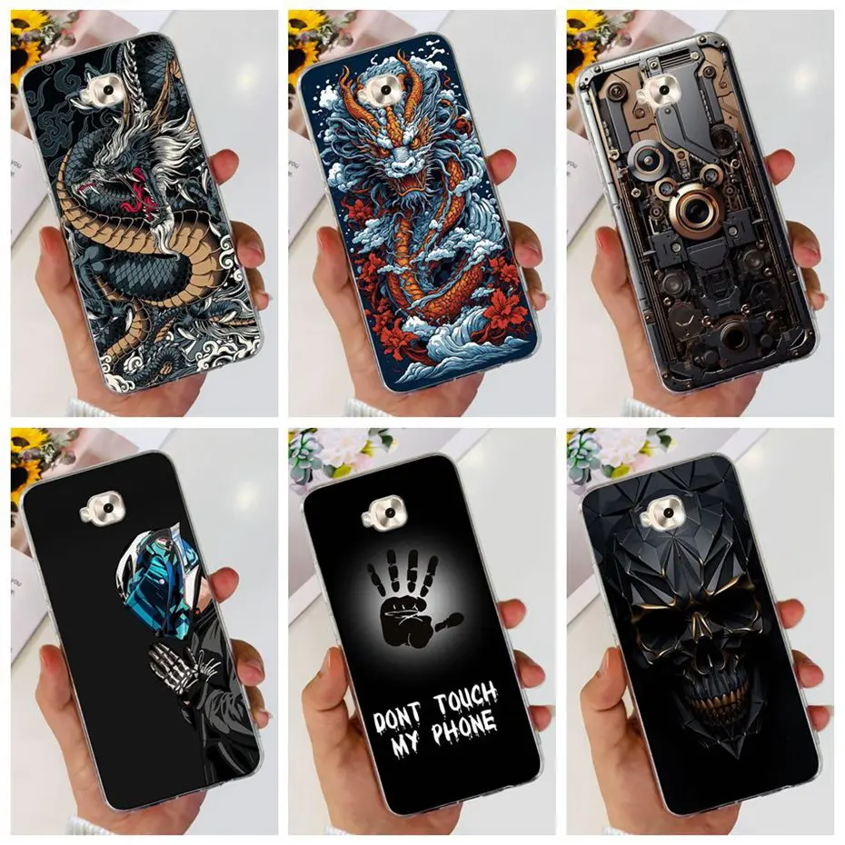 For Asus Zenfone 4 Selfie ZB553KL ZD553KL Fashion Dragon Metal Style Painted Case For Asus X00LD X00LDB Soft Silicone TPU Cases