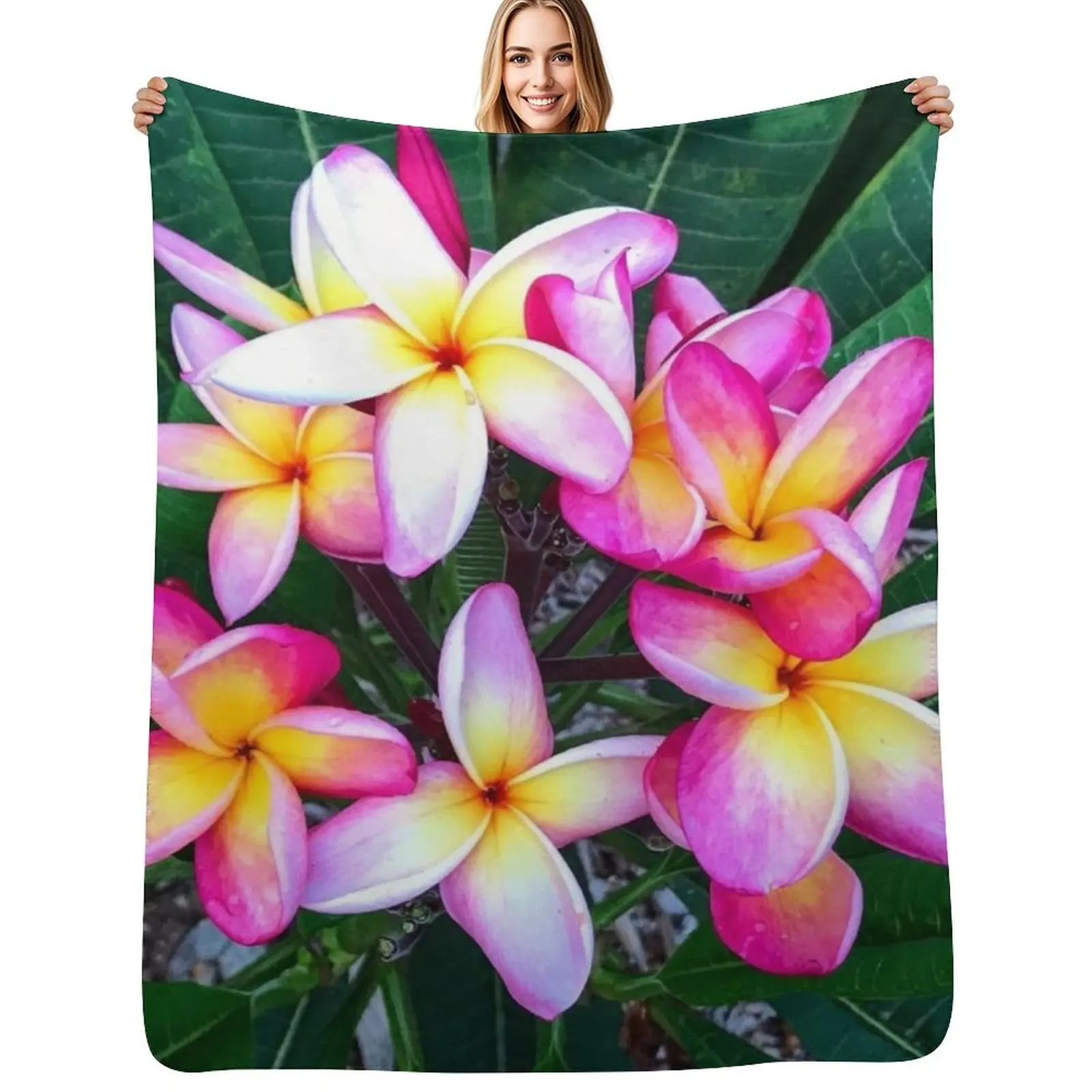 

Plumeria Flowers Throw Blanket Custom Quilt Comforter Picnic Blankets