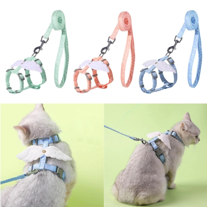 Escape Proof Cat Harness Cat Leash for Walking Adjustable Cat Leash No Pull Cat Harness Escape Proof Kitten Harness