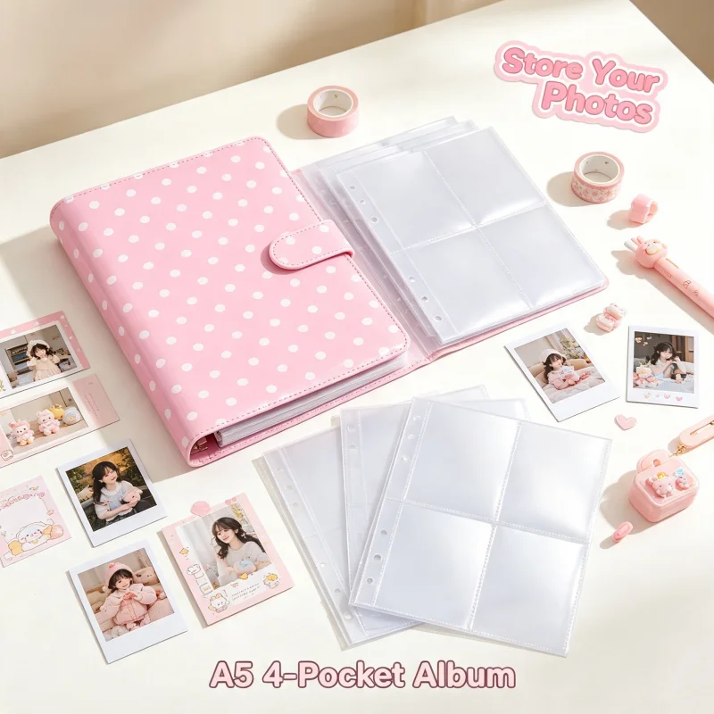 1PC Binder 25pcs Page(4 Grids) Photo Card Kpop Photo Albums Idol Cards Loose-leaf Collect Book Binder Binder Photocard Hole