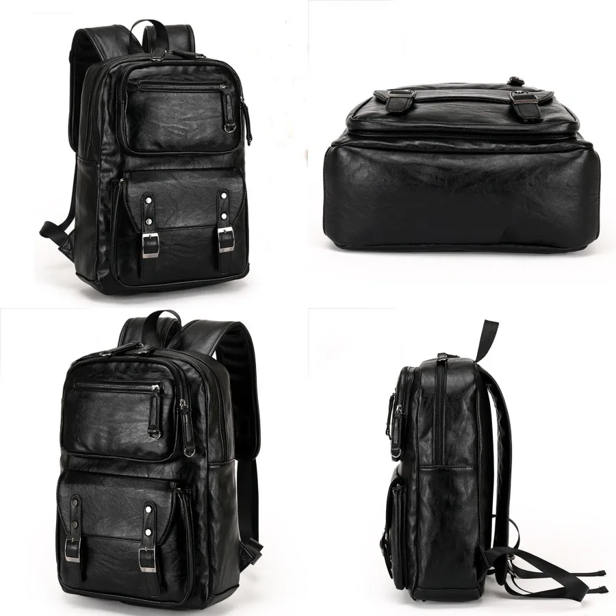 

【New style】Leather travel men's backpack casual business backpack junior high school large-capacity student schoolbag computer