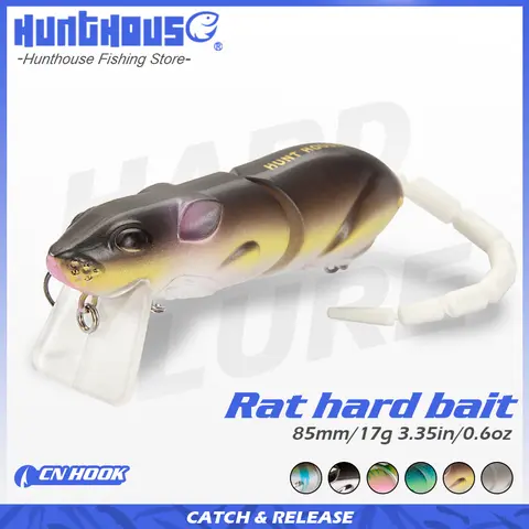헌트하우스 쥐 미끼 마우스 미끼 85mm 17g 교체 가능한 꼬리 플로팅 모방 낚시 미끼 농어용 스네이크헤드 미끼 LW135