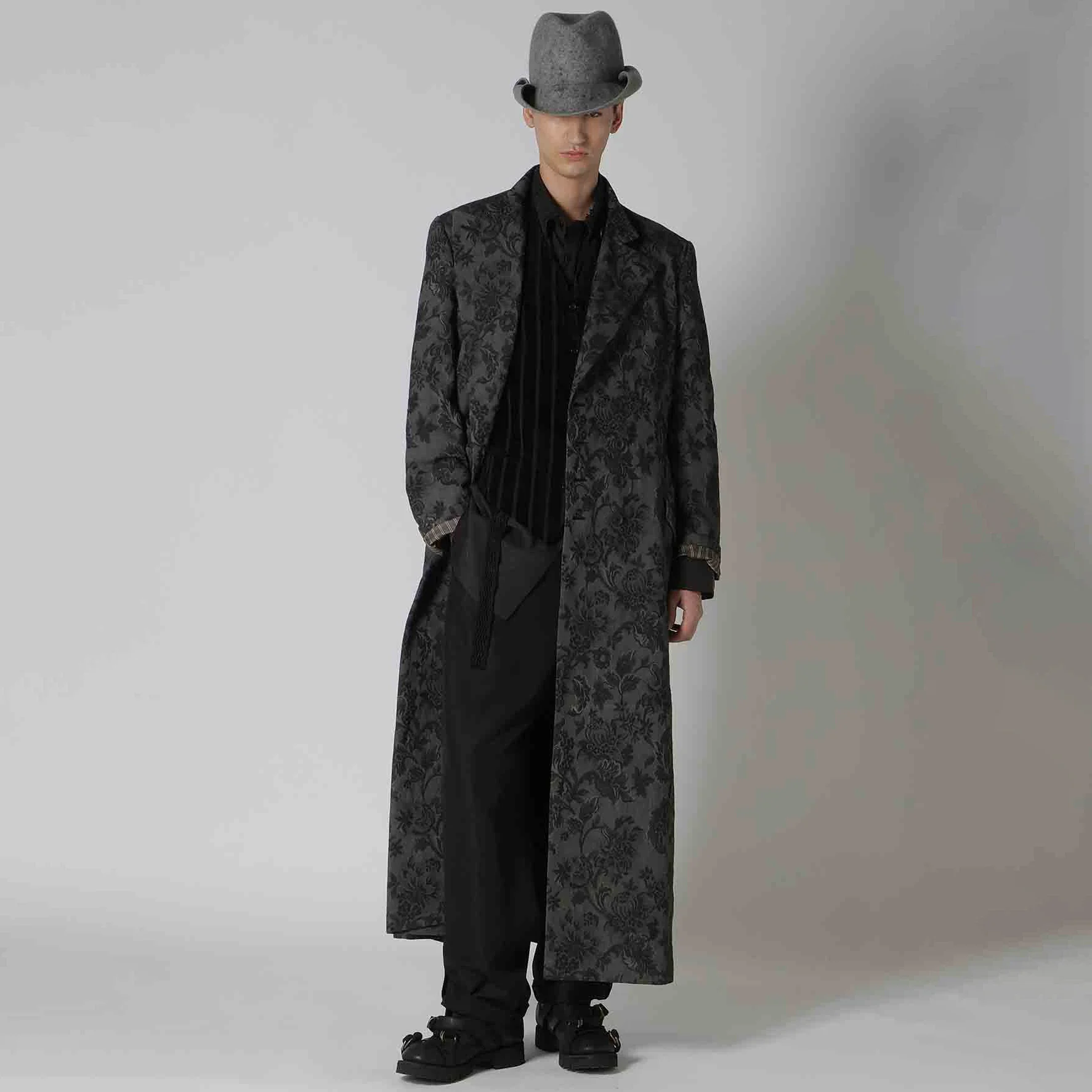 غطاء خلفي من قماش الجاكار المصبوغ بالحبر بتصميم أصلي من YOJI OOAK للفتيات سترة طويلة مطبوعة للرجال