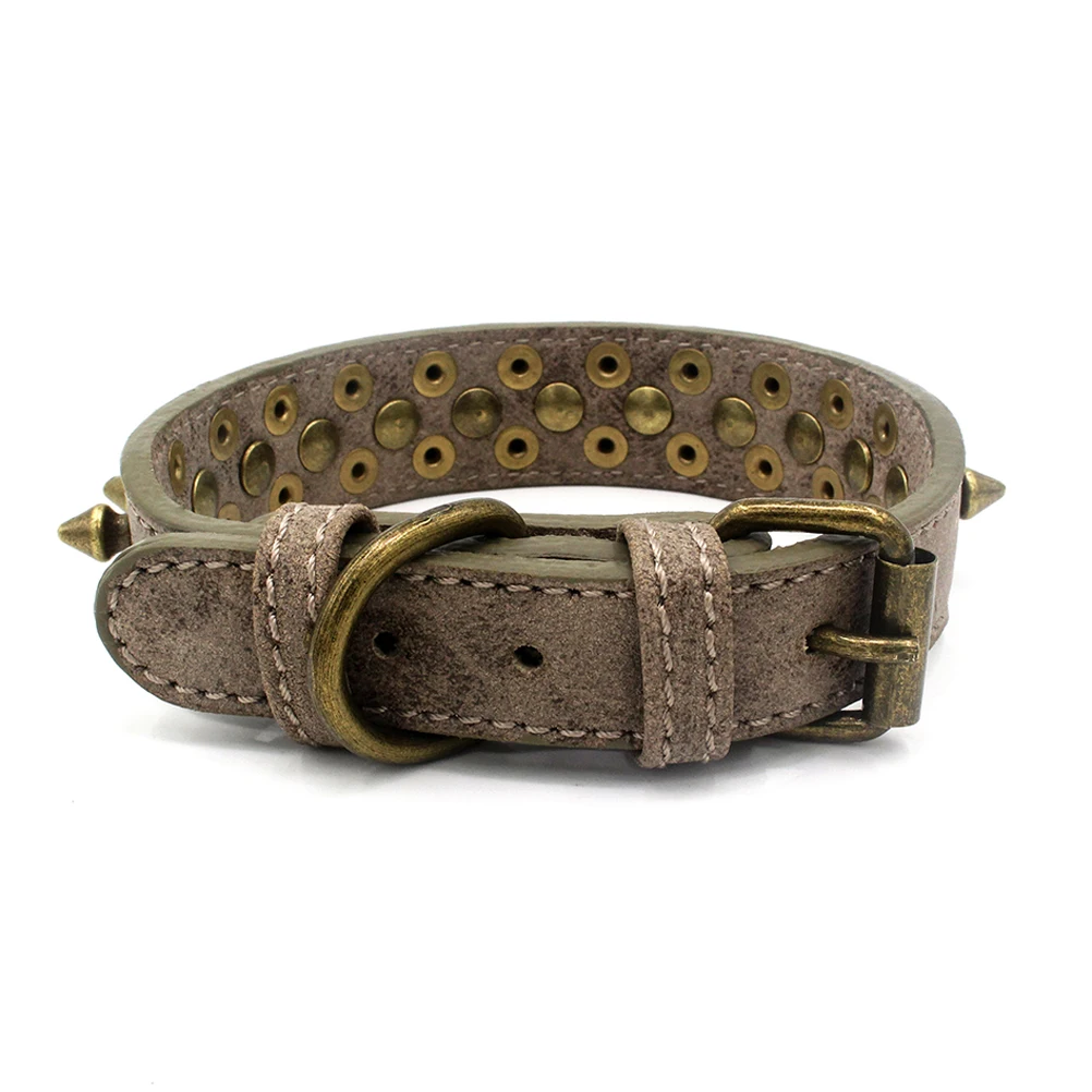 

Adjustable Pet Dog Collar Rivet Design Durable Grey Xs Size For Walking Outdoor Sports Fashionable Pet Supplies