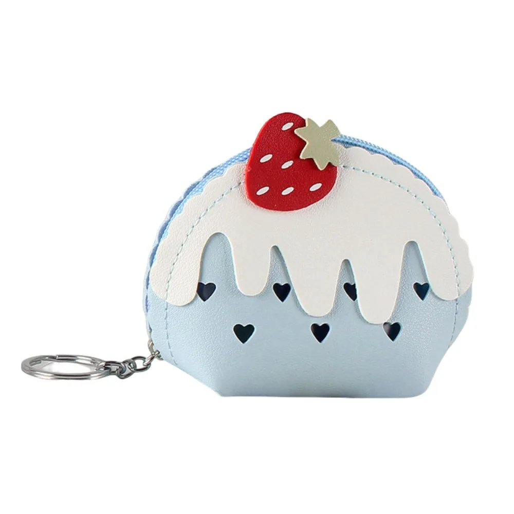

Multifunction Cute Coin Purse Keychain Strawberry Large Capacity Mini Leather Bag Hollow Ice Cream Card Holder Gifts
