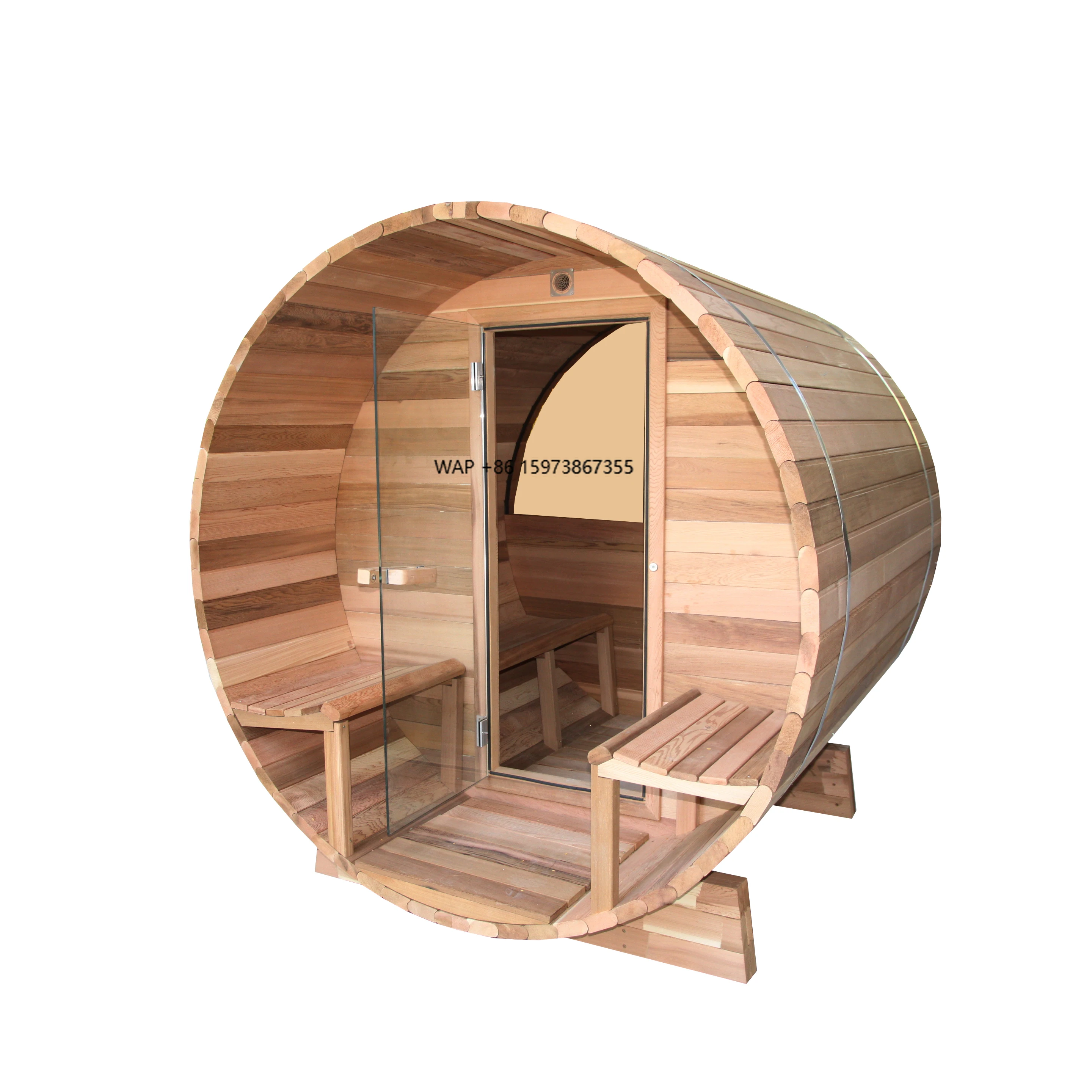 

Kaia Makes 2-8 Person Outdoor Sauna Kit Canadian Cedar Barrel Sauna with Barrel and Spoon Accessories
