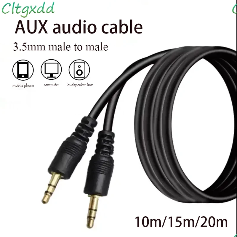 Audio Cable Aux Car 3.5mm Public Computer Mobile Phone Car Audio Speaker Headset Dual Head Plug Connection Cable 10m/15m/20m