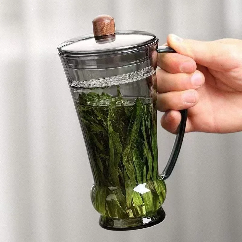 400ml Brewing Taiping Houkui Green Tea Glass Tea Mug With Crescent Filter Cup Household Flower Puer Tea Maker Teacup Teaware
