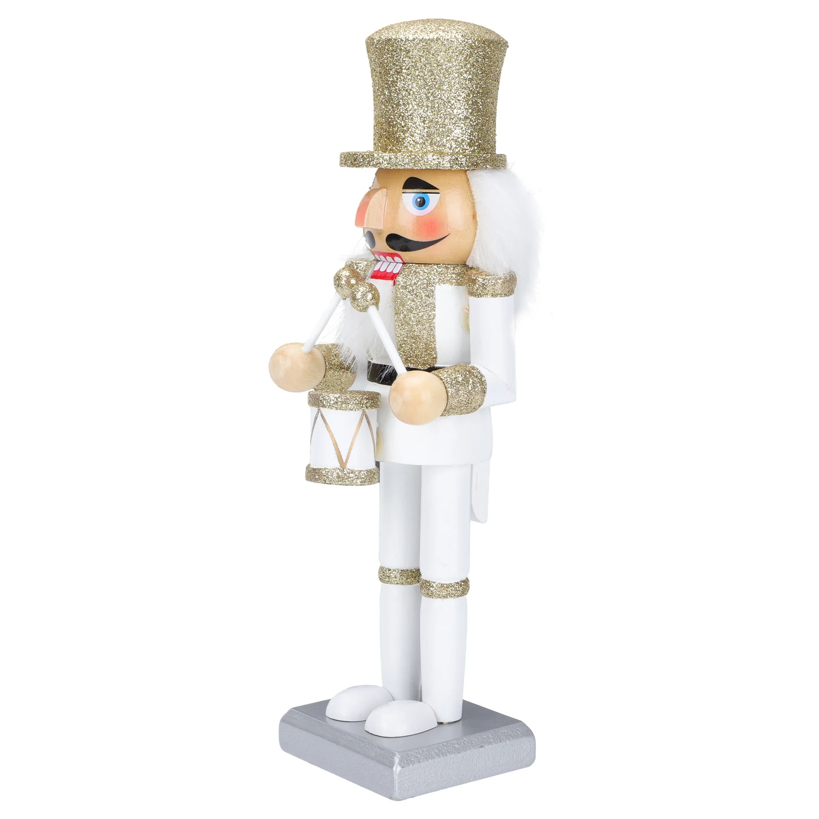 

King Soldier Nutcracker Puppet Desktop Adornment Christmas White Cotton Xmas Supply Decoration