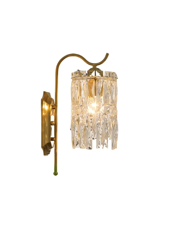 

Bedside wall lamp French retro romantic bedroom living room background wall lamp crystal American
