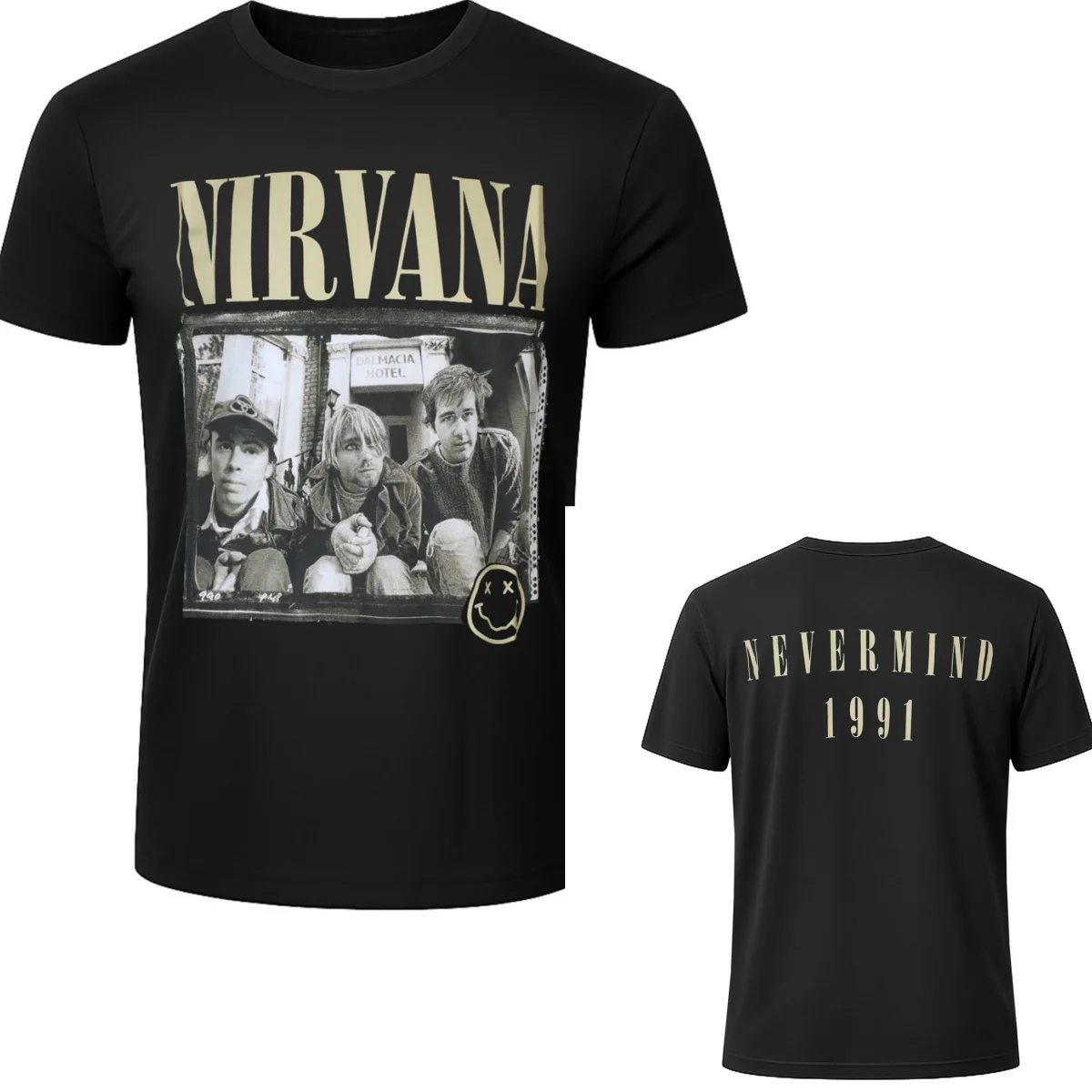 Y2k Nirvana Grafik-Baumwoll-Band-T-Shirt Unisex Sommer Kurzarm Mode-Marke Tee Luxus Lässige Vintage-T-Shirts – Detail 5