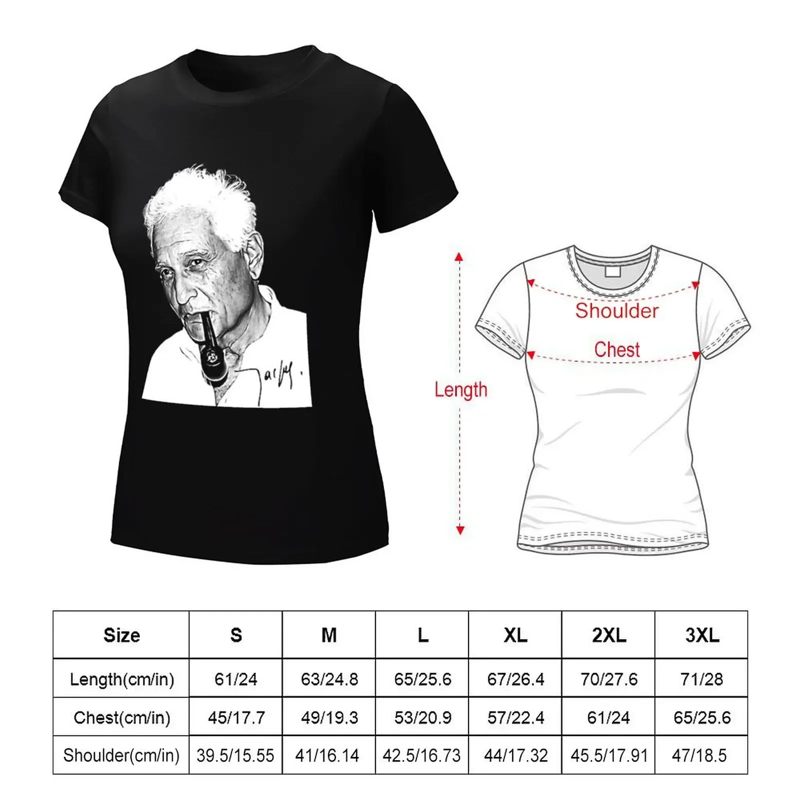 Jacques Derrida T-shirt funny tees female fashion woman blouse 2024