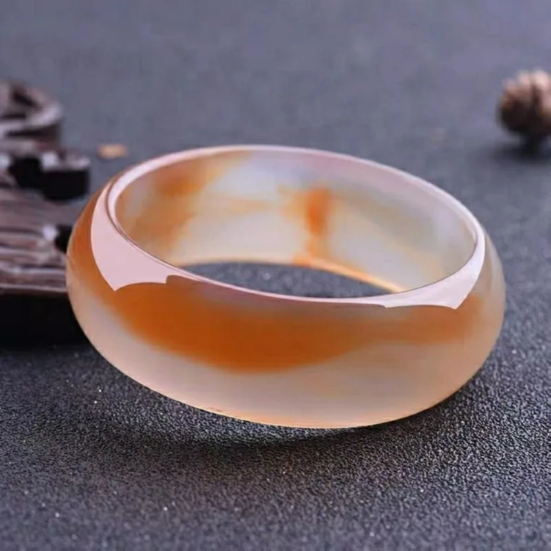 Natural High Ice Wide Version Agate Bracelet, Temperament Fashionable and Versatile Jade Bracelet