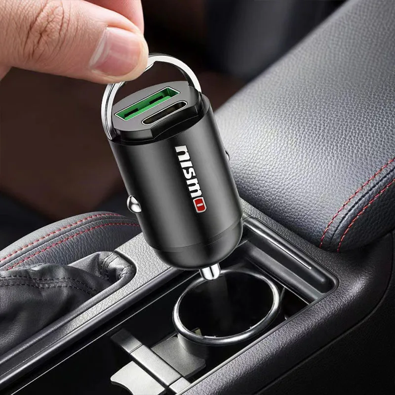 For Nissan Nismo GTR Tiida Sylphy Teana X Trail T30 T32 Almera Qashqai J10 J11 1Pcs Car Charger USB Type-C Fast Charging Adapter