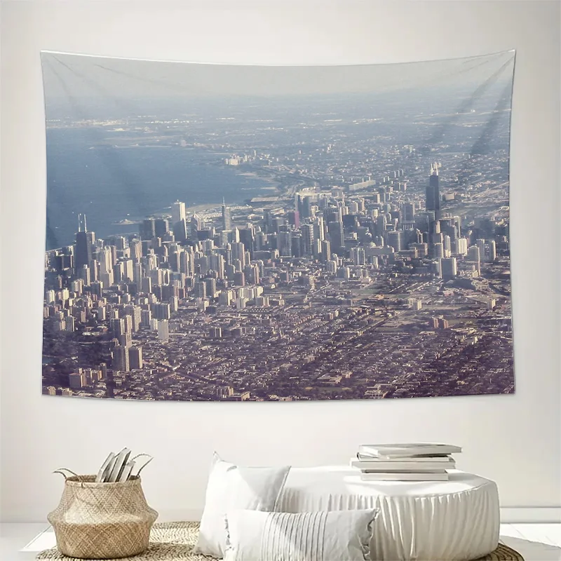 Cityscape Tapestry Wall Hanging Urban Skyline Decor Modern Home Art Large Wall Decor Aesthetic Room Decor Travel Photography Min