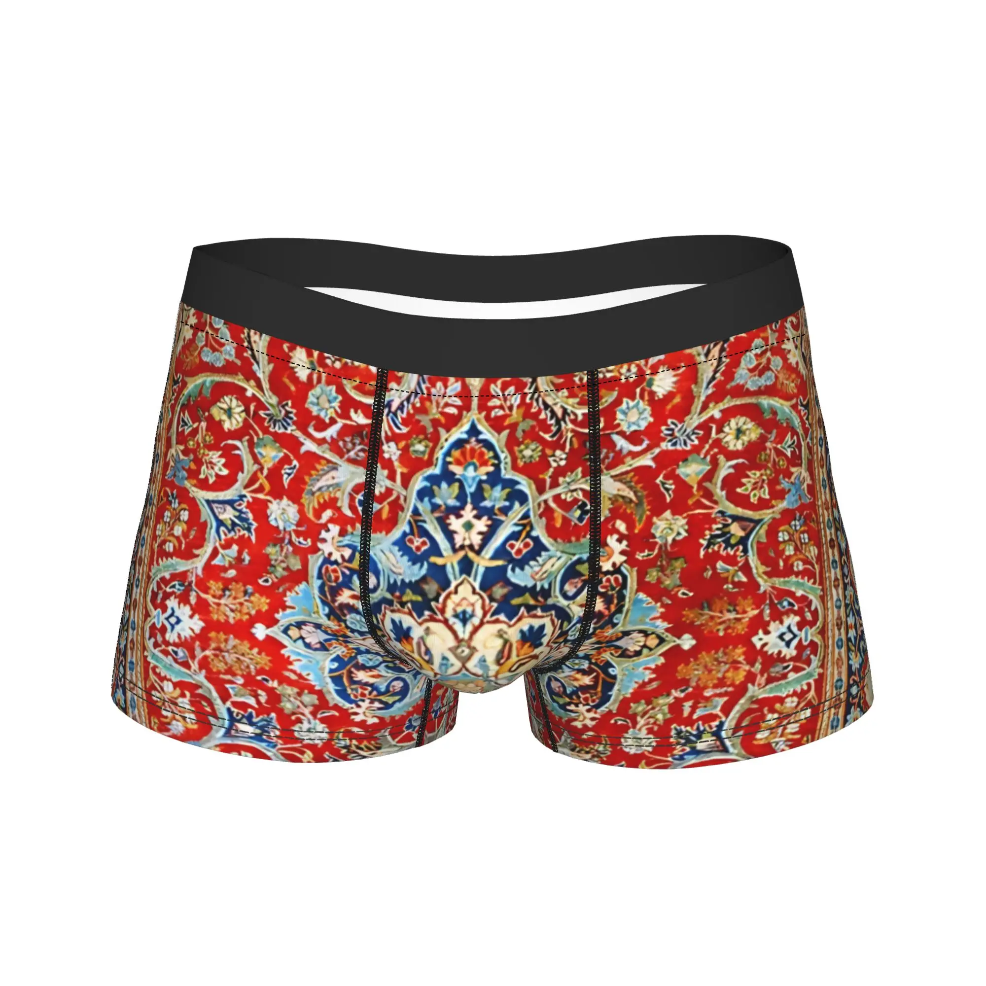 

Красно-синие мужские трусы-боксеры с 3D-принтом в виде персидского ковра, мягкие, модные, большие размеры