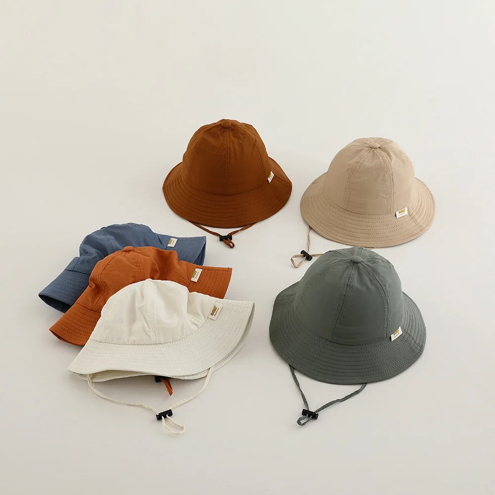 Summer Kids Bucket Hat Solid Color Boys Girls Sun Visor Cap Outdoor Fashion Beach Children Fisherman Caps